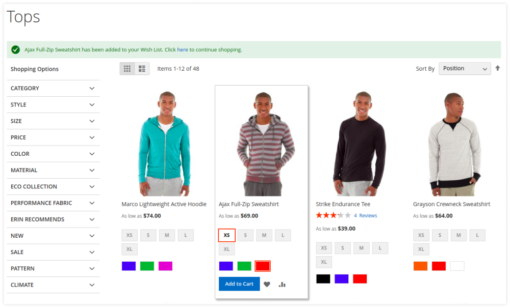 Magento 2 add to wishlist on catalog page