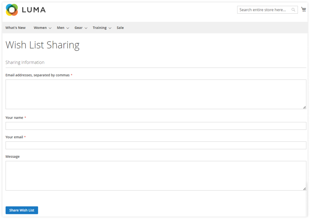 Magento share a wishlist