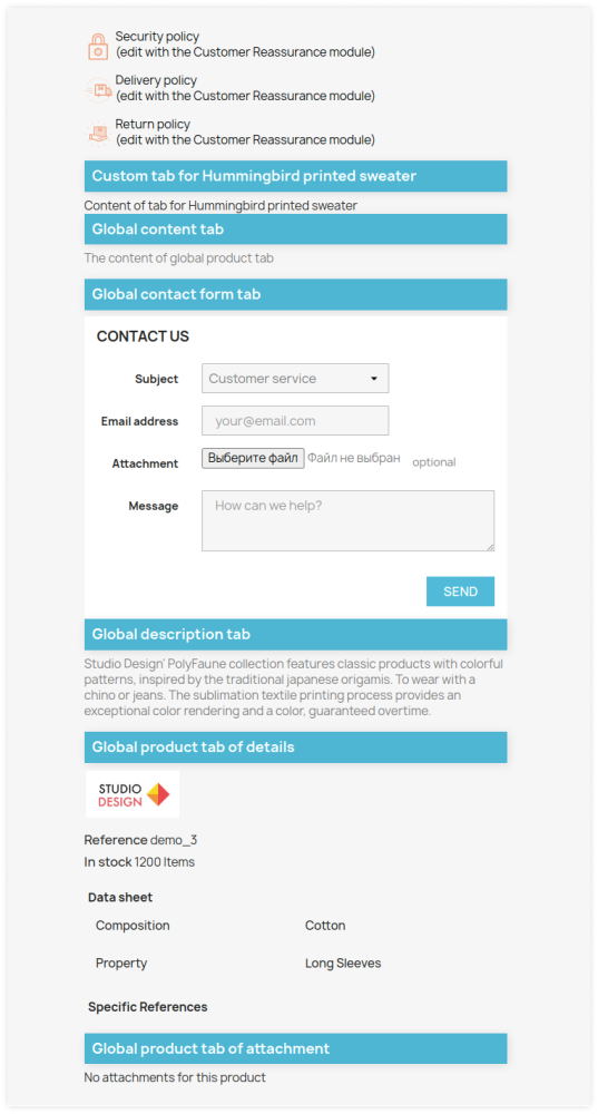 custom tab product page prestashop